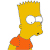 Pixelated character with yellow skin, orange shirt, and spiky hair in profile view facing right.