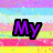 Pixelated text reads 'My Life is all bout DANCE' over a multicolored striped background with visible glitch effects.