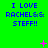 Green background with blue text reading "I LOVE RACHEL&& STEFF!!" repeated across three , pink plus signs and X symbols scattered throughout the composition