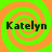 Four identical display the name 'Katelyn' over orange and green spiral backgrounds with no visible animation changes