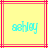 Pixelated cyan text 'ashley' on yellow background with red lines, two identical frames showing no animation